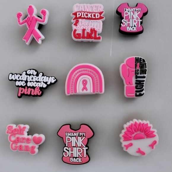 Pink Ribbon Croc Charms - Picture 1 of 2